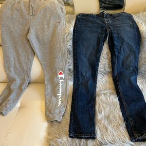 Boys denim Jeans and grey champion joggers each pair sold separately